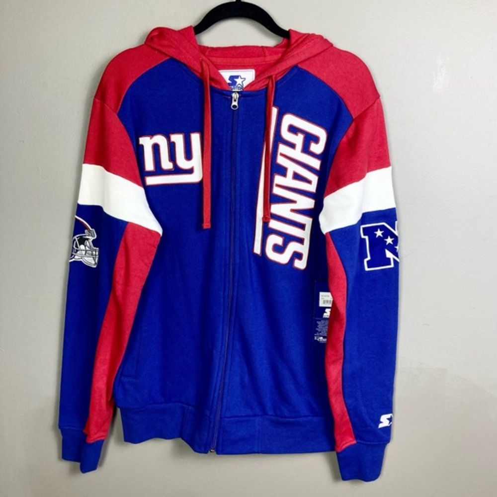 NY Giants Starter Jacket Men's Medium NWT Hoodie sweatshirt full zip patches